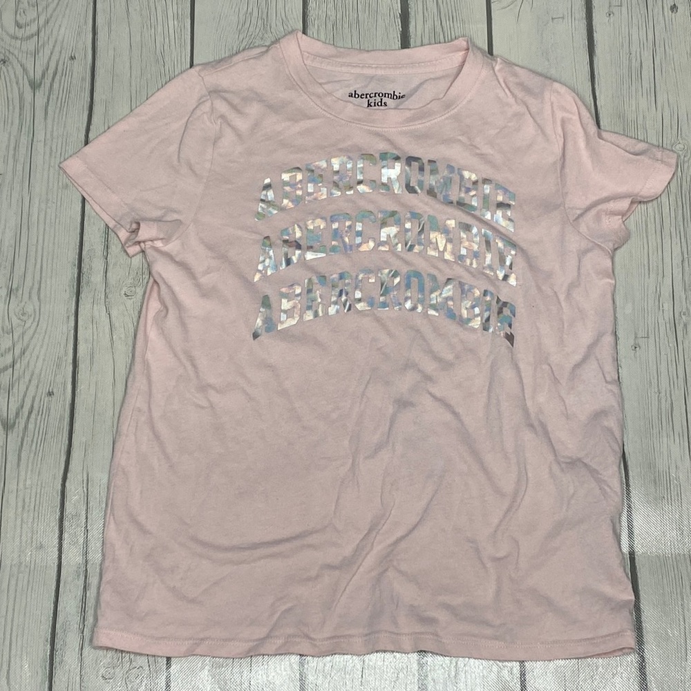 Abercrombie, kids pill, pink iridescent logo front